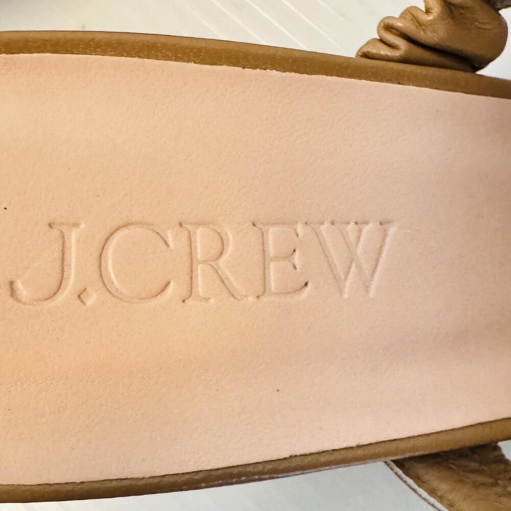 J CREW Sandals Womens 12 Beige Leather Mule Block Heel Square Toe Comfort Summer - Picture 10 of 12